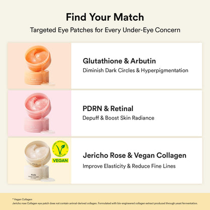 Abib Vegan Collagen Eye Patches for Wrinkles & Fine Line with Jericho Rose Jelly & Peptides, 60 Count, Korean Skin Care abib
