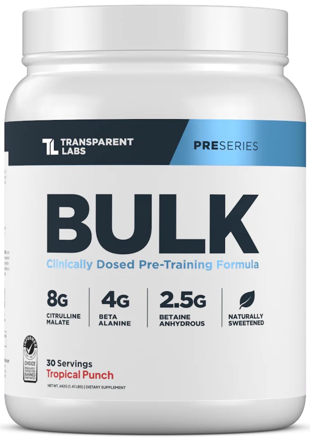 Transparent Labs Bulk Pre Workout Powder - Naturally Sweetened Preworkout for Men & Women, Pre Work Out for Muscle Building & Strength w/Beta Alanine & BetaPure - 30 Servings, Strawberry Lemonade