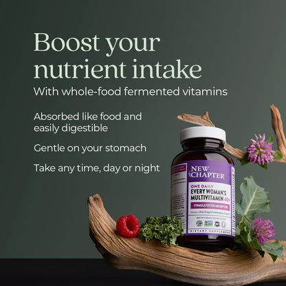 New Chapter Women’s Multivitamin 40+, extra B6 & B12, Biotin for Hair Growth, D3, Vit C, Zinc for Immune & Stress Support, Gentle on an Empty Stomach New Chapter