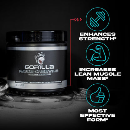 Gorilla Mode Creatine Monohydrate Micronized Powder & Pre Workout (BlackBerry Lemonade) - Massive Pumps | Laser Focus Energy | Improved Muscle Size | Power Output and Strength