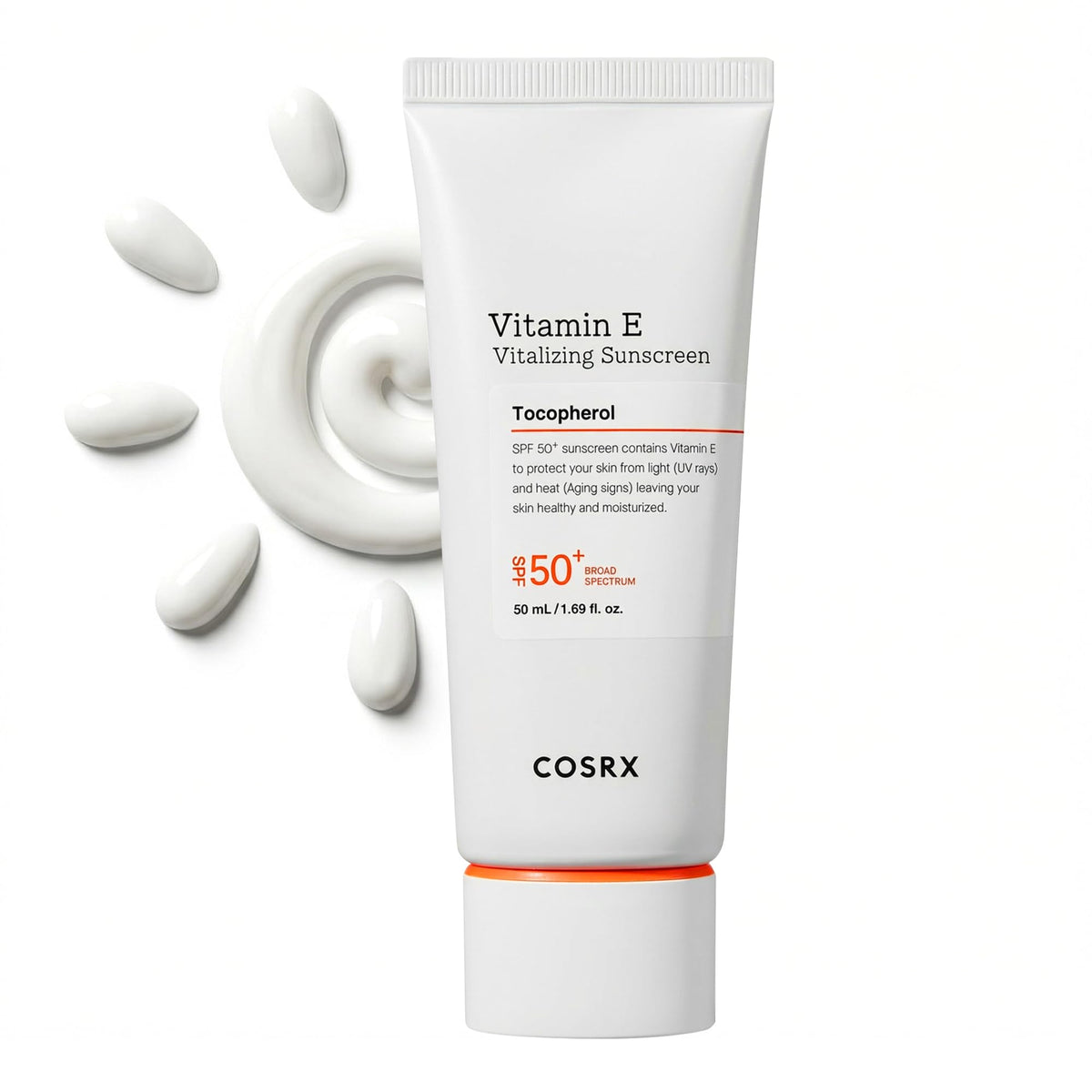 COSRX Vitamin E Sunscreen SPF 50, Natural Glow, for Oily Skin, 1.69 fl oz COSRX