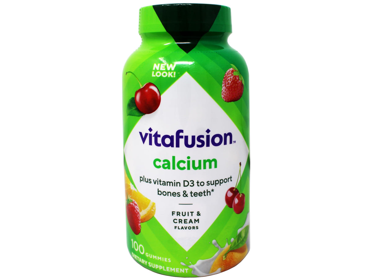 VitaFusion Calcium 500 mg Dietary Supplement Gummies Natural Fruit and Cream Flavors - 100 ct, Pack of 2 Vitafusion