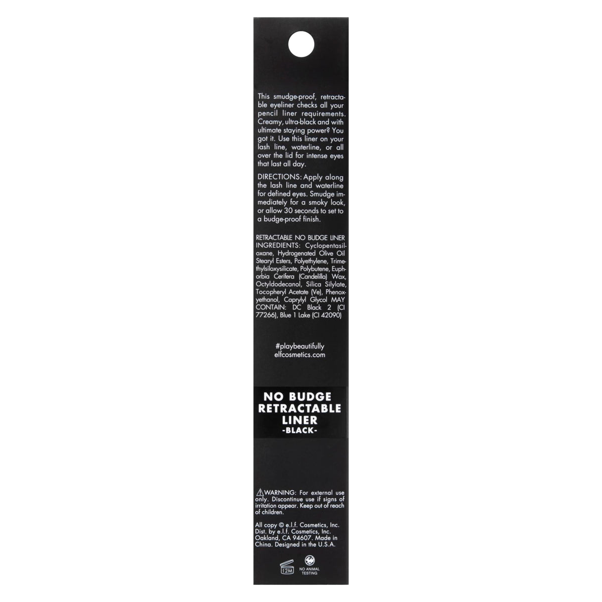 e.l.f. No Budge Retractable Eyeliner, Creamy, Ultra-Pigmented & Waterproof, Creates Bold & Defined Lines, Vegan & Cruelty-Free, Black e.l.f.
