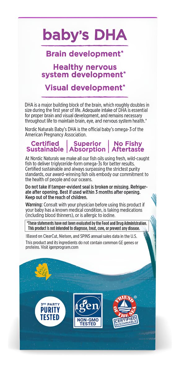 Nordic Naturals Baby’s DHA, Unflavored - 2 oz - 1050 mg Omega-3 + 300 IU Vitamin D3 - Supports Brain, Vision & Nervous System Development in Babies - Non-GMO - Servings May Vary Nordic Naturals buy australia supplements