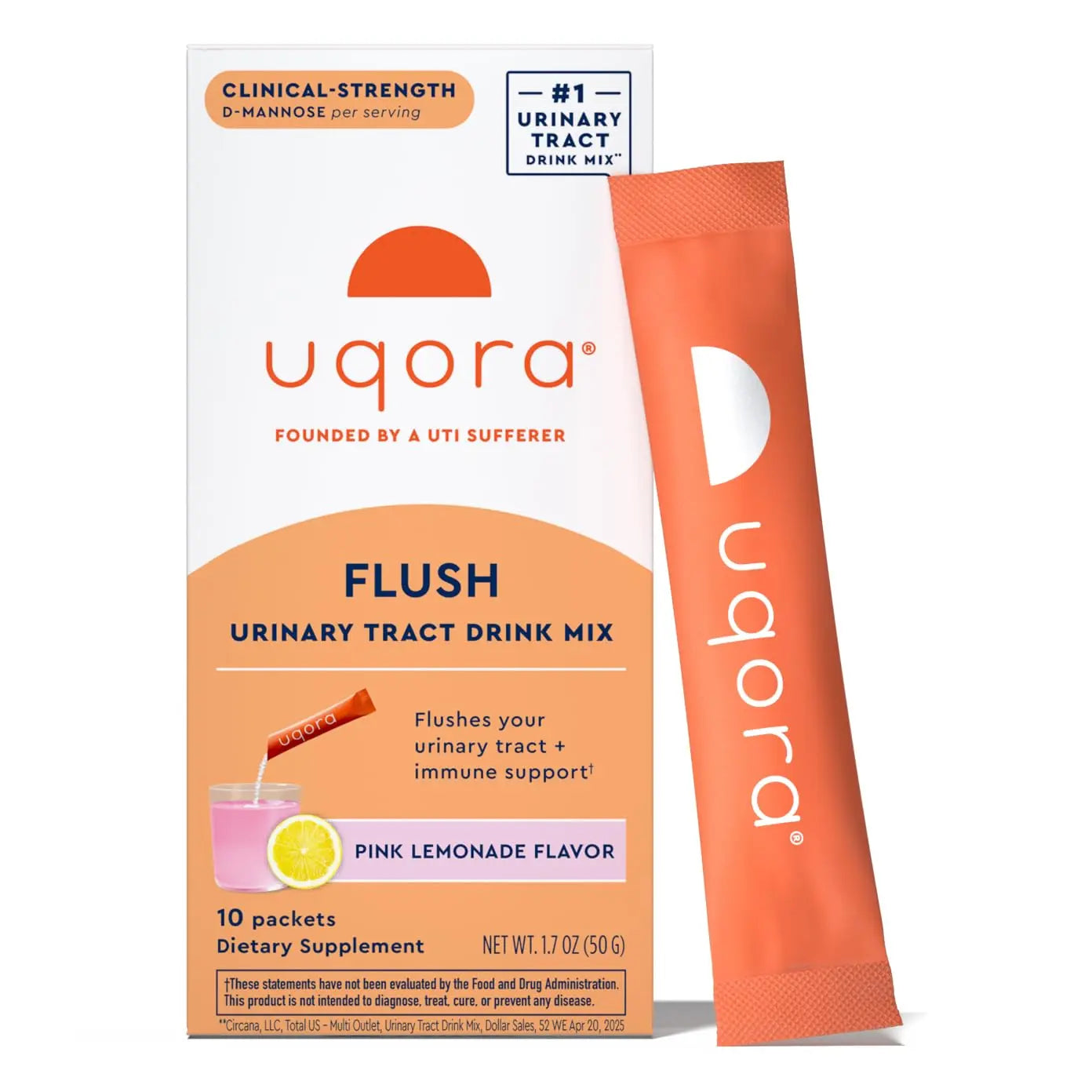 Uqora Flush - Urinary Tract* with D-Mannose, Vitamin C, Vitamin B6, Potassium, Magnesium & Calcium - Gluten-Free & Vegan - Pink Lemonade Flavor - 10 Packets (1 Pack) Uqora buy australia supplements