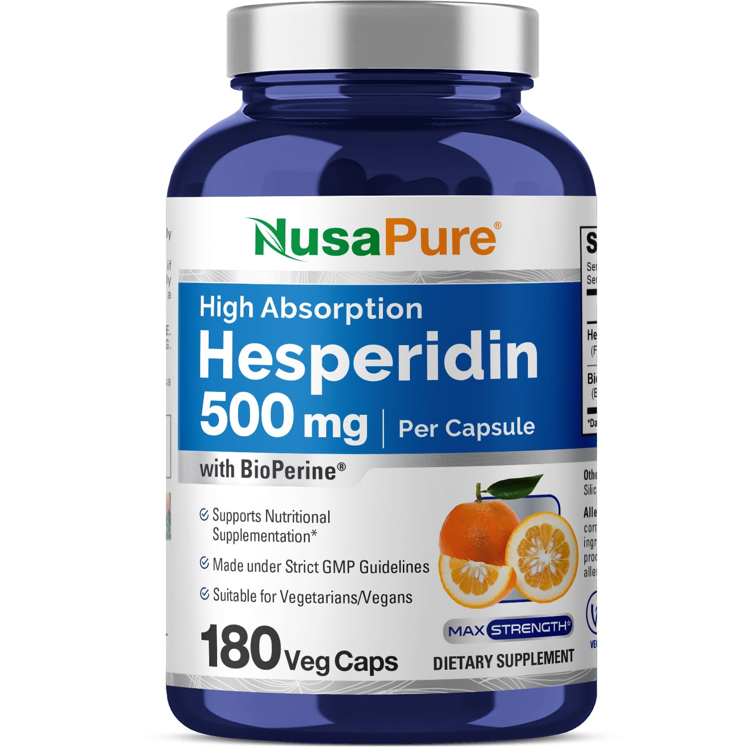 NusaPure Hesperidin 500 mg per Veggie Caps - 180 Capsules (BioPerine, High Absorption, Non-GMO) NusaPure buy australia supplements