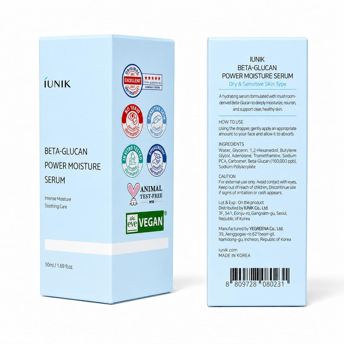 IUNIK Beta-Glucan Power Moisture Serum - Deep Hydration 1.69 fl oz IUNIK