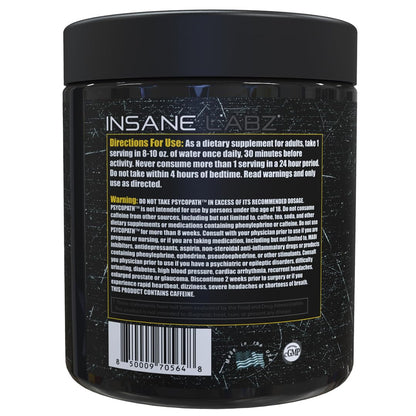 Psychopath, High Stimulant, Insane Energy, Focus and Endurance Preworkout Powder with Panax Ginseng, Rhodiola, Red Sage Root & Rauwolfia (30, Blue Raspberry)