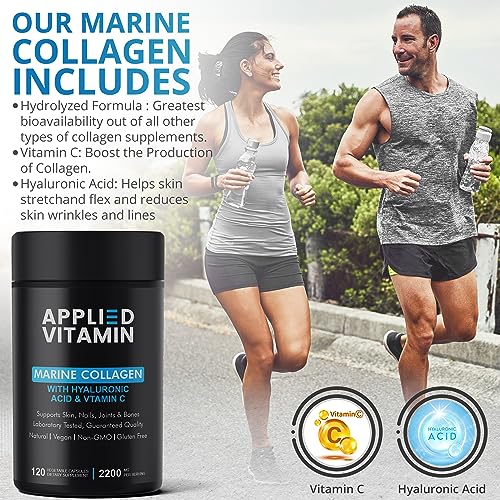 Applied vitamin Marine Collagen Capsules 2000mg-Enhance with Hyaluronic Acid, Zinc, Vitamin C & Biotin 120 Applied Vitamin buy australia supplements