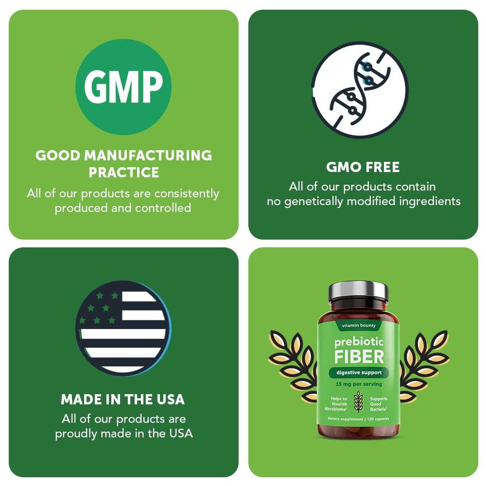 Vitamin Bounty Prebiotic Capsules - PreforPro® Prebiotics Supplement for Women & Men Digestive Health & Advanced Gut Health – No Fiber, No Bloating Vitamin Bounty