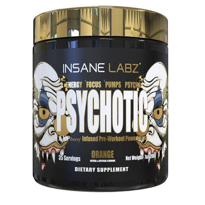 Insane Labz Psychotic Gold, High Stimulant Pre Workout Powder, Extreme Lasting Energy Focus, Pumps and Endurance with Beta Alanine, DMAE Bitartrate, NO Booster (35 Servings, Watermelon)