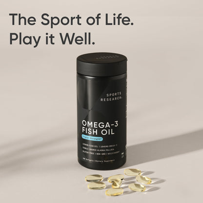 Sports Research® Omega-3 Fish Oil 1250mg from Wild Alaska Pollock, 90 Count | Always Fresh Never Fishy | 690mg EPA 260mg DHA per Softgel · Heart & Brain Health* · MSC Certified Sustainable - 90 Servings Gsupps Australia