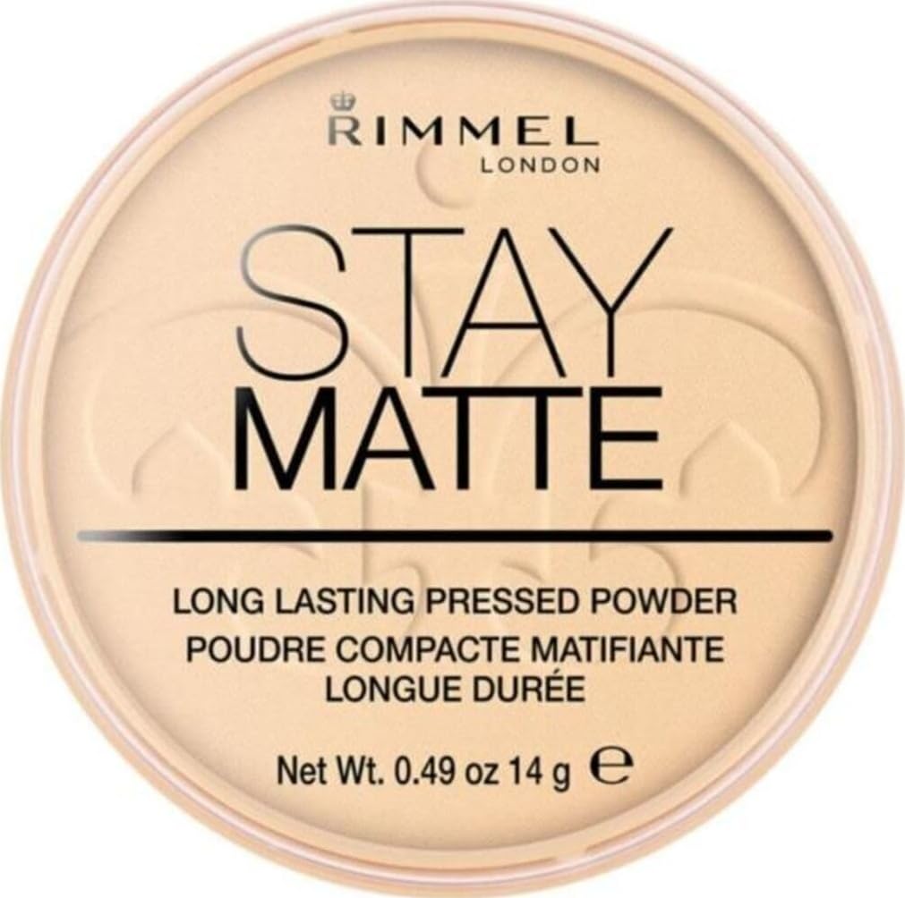 Rimmel London Stay Matte - 001 Transparent - Pressed Powder, Lightweight, High Coverage, Shine Control, 0.49oz Rimmel