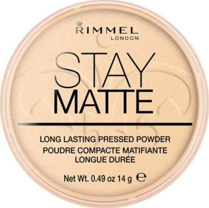 Rimmel London Stay Matte - 001 Transparent - Pressed Powder, Lightweight, High Coverage, Shine Control, 0.49oz Rimmel