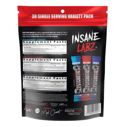 Insane Labz Psychotic, High Stimulant Pre Workout Powder, Extreme Lasting Energy, Focus and Endurance with Beta Alanine, Creatine Monohydrate DMAE, 35 Srvgs (Fruit Punch)