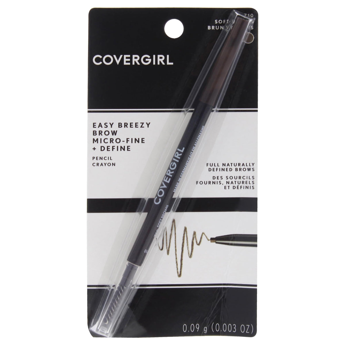 COVERGIRL Easy Breezy Brow Micro-Fine and Define Pencil, Soft Brown, 0.03 Pound , Brown Eyebrow Pencil, No Sharpening Needed, Built in Spoolie, Safe for Sensitive Eyes, Removes Easily COVERGIRL