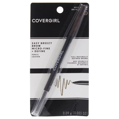 COVERGIRL Easy Breezy Brow Micro-Fine and Define Pencil, Soft Brown, 0.03 Pound , Brown Eyebrow Pencil, No Sharpening Needed, Built in Spoolie, Safe for Sensitive Eyes, Removes Easily COVERGIRL