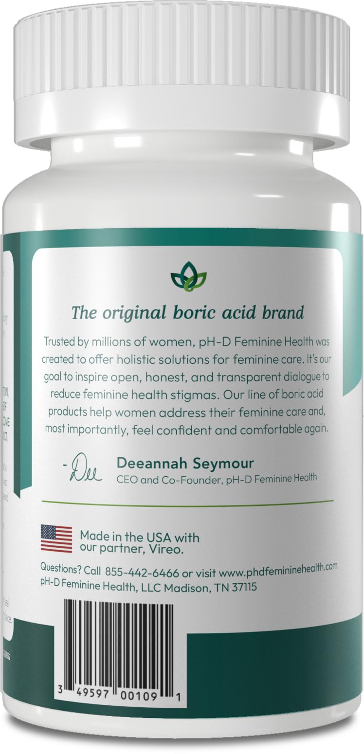 pH-D Feminine Health - 600 mg Boric Acid Suppositories - Woman Owned - for Vaginal Odor Use - 24 Count pH-D Feminine Health Support buy australia supplements