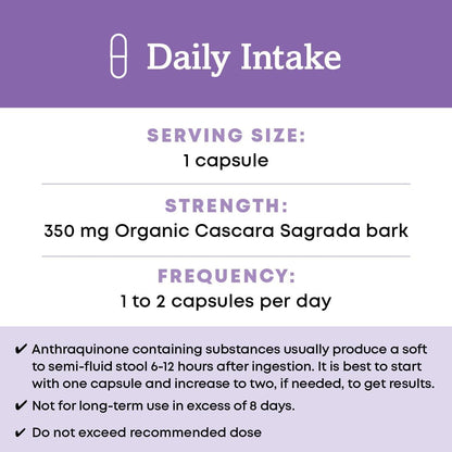 Oregon's Wild Harvest Cascara Sagrada Capsules - Organic Herbal Natural Laxative for Short-Term Constipation Relief Gsupps Australia
