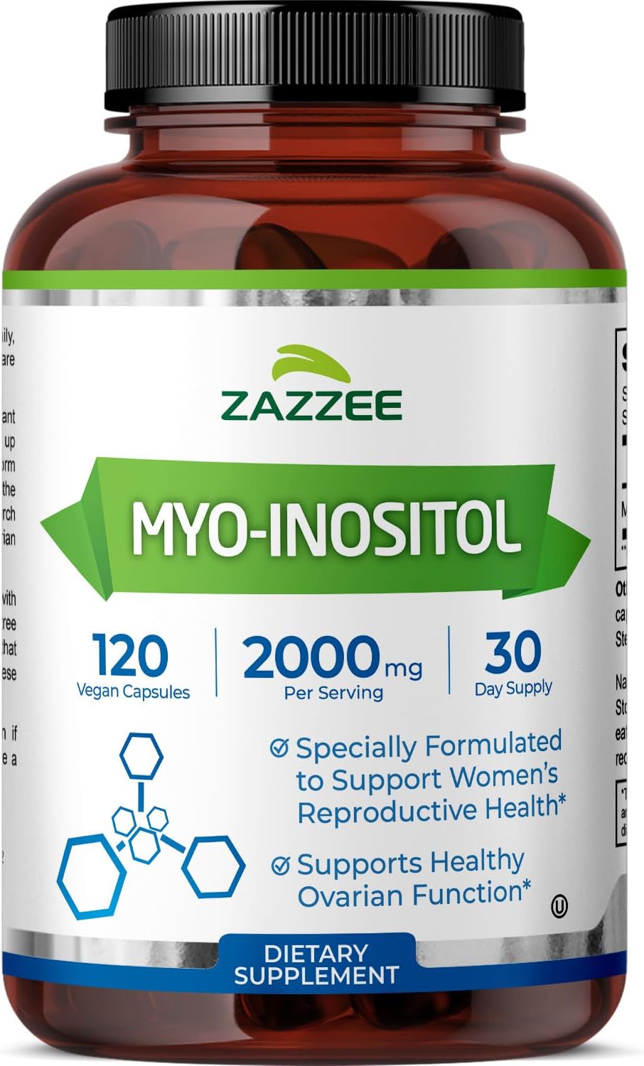 Zazzee Myo-Inositol Capsules, 2000 mg per Serving, 120 Vegan Capsules | Ideal Dosage for 40:1 Ratio, Certified Kosher, Hormone Balance & Healthy Ovarian Function Support, Non-GMO, Made in the USA Gsupps Australia