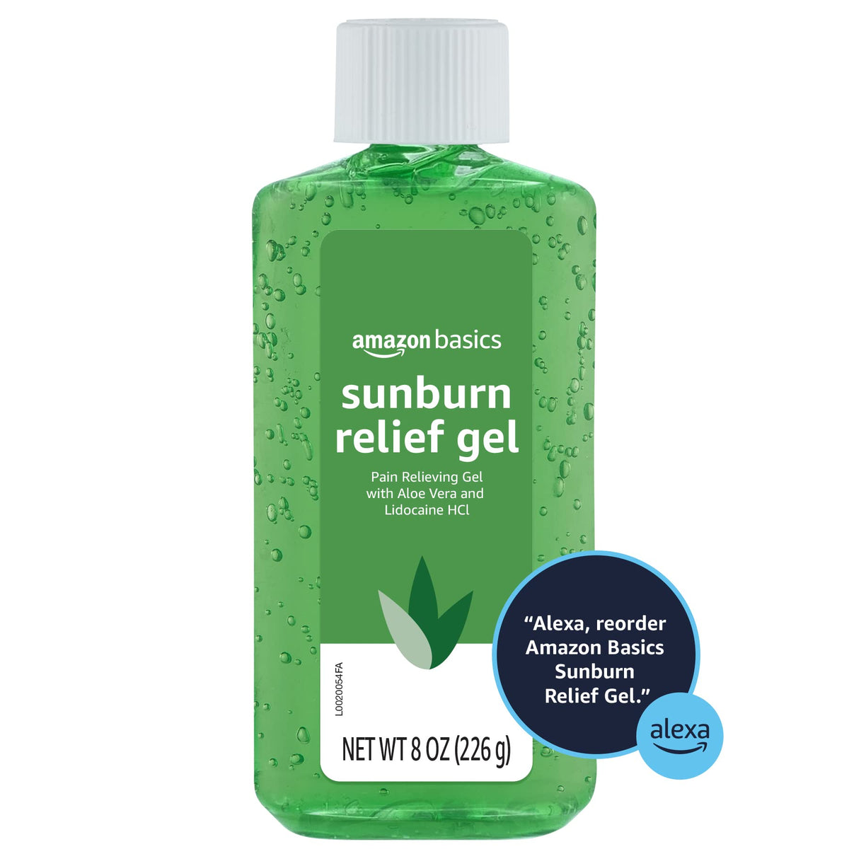 Amazon Basics Sunburn Relief Gel with Aloe Vera, Soothing, Cooling, Itch Relief, 8 oz, Pack of 1 (Previously Solimo) Amazon Basics