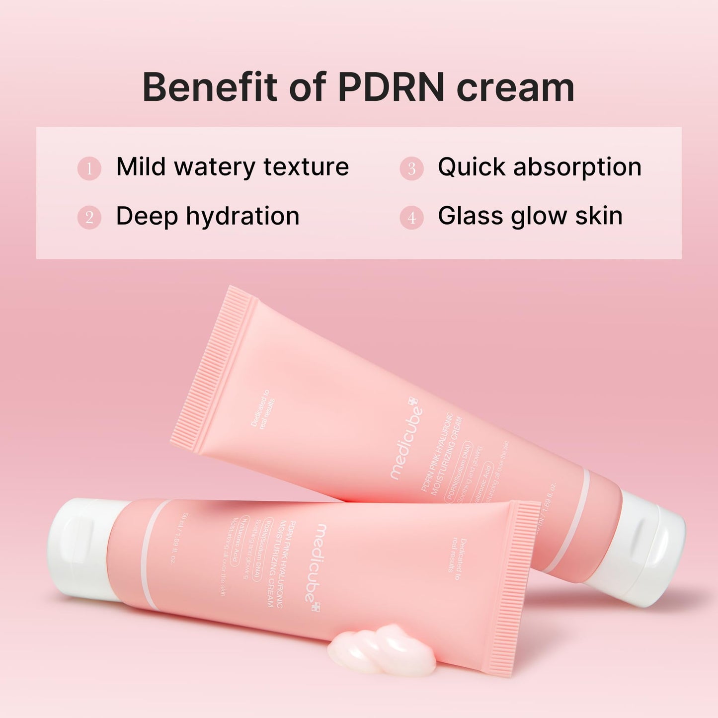 medicube PDRN Pink Hyaluronic Moisturizing Cream | Blemish Recovery, Relief & Hydrating Care | Restores Skin Elasticity & Glow medicube
