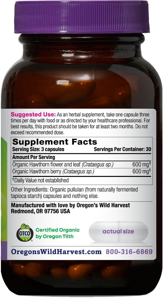 Oregon's Wild Harvest Hawthorn Organic Herbal Supplement, 90 Count Gsupps Australia
