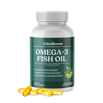 ColonBroom Omega 3 Fish Oil 2640 mg Softgels | Lemon Flavor | Daily Fish Oil Omega-3 Supplement for Women & Men with EPA & DHA | Gluten-Free, Non-GMO, Natural (60 Softgels, 2 Month Supply) ColonBroom buy australia supplements