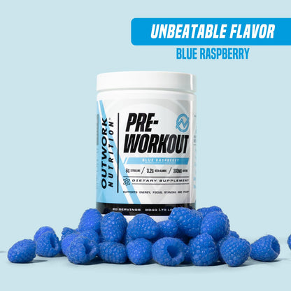 Outwork Nutrition Preworkout for Men & Women - Nootropic Pre Workout Without Creatine, Pre-Workout Powder with Taurine Rhodiola Citrulline Malate Beta Alanine Caffeine (Tropical Candy)