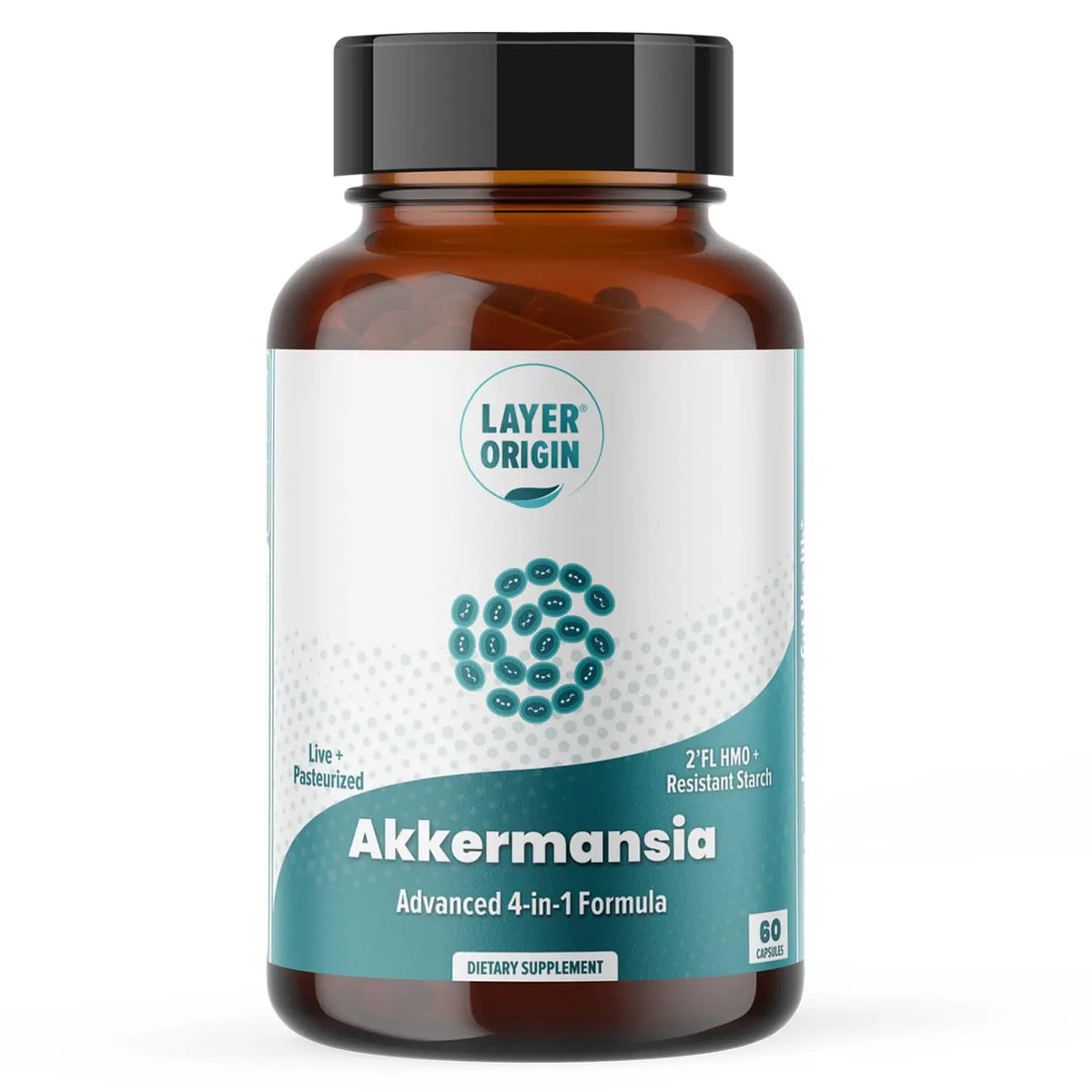 Layer Origin Akkermansia muciniphila Probiotic, with Both Live + Pasteurized Akkermansia and PureHMO Prebiotic, Validated Strain, Updated 4-in-1 Formula Layer Origin