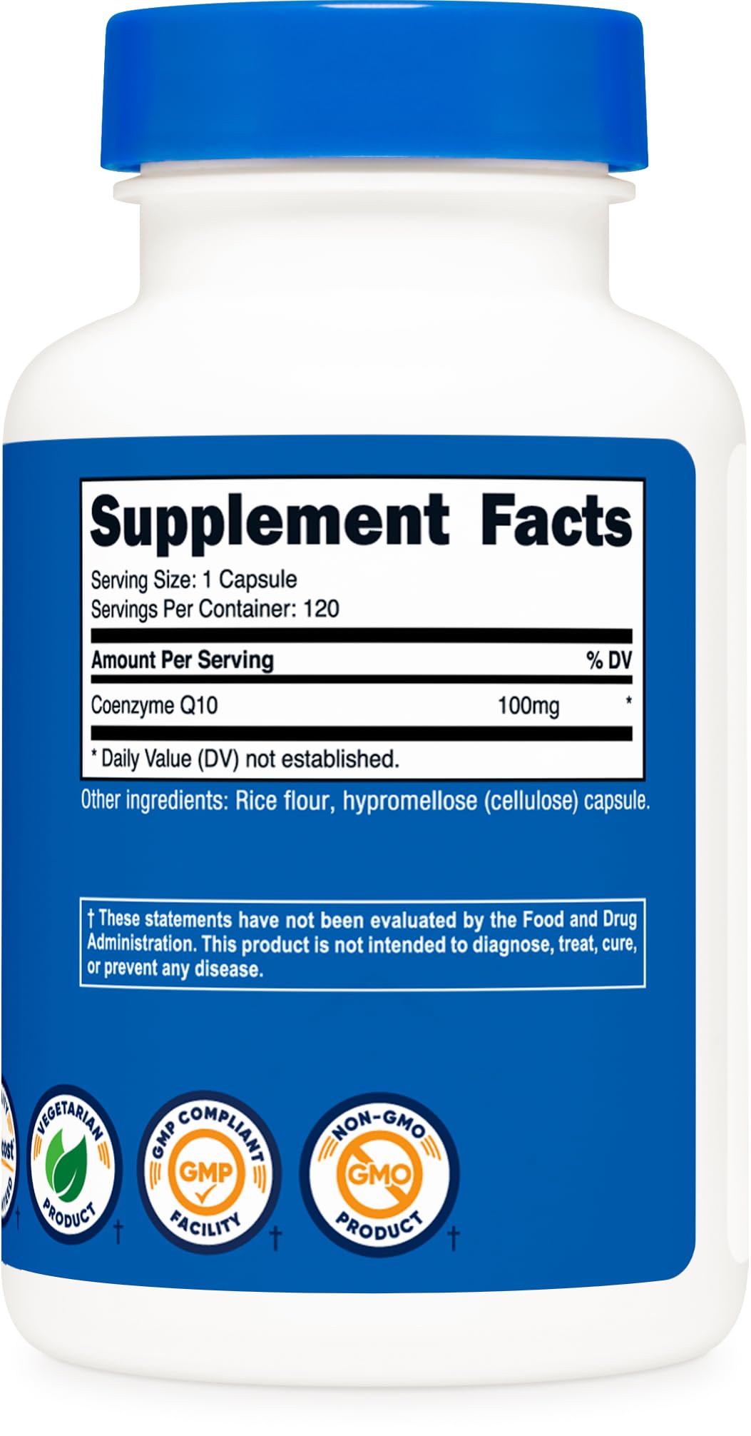 Nutricost CoQ10 100mg, 120 Vegetarian Capsules, 120 Servings - High Absorption, Vegetarian, Non-GMO, Coenzyme Q10 Nutricost