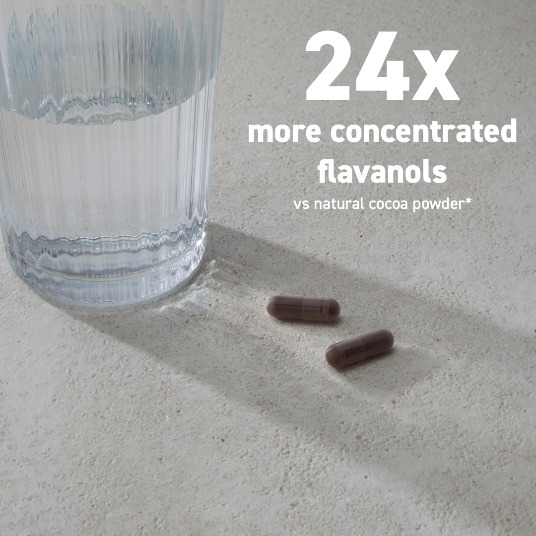 CocoaVia Cocoa Flavanols 500mg – Heart & Brain Support Supplement, High Flavanol Cocoa, Blood Circulation & Memory Booster, Nitric Oxide, Energy & Oxygen Boost, Vegan, Gluten-Free, 60 Capsules CocoaVia buy australia supplements