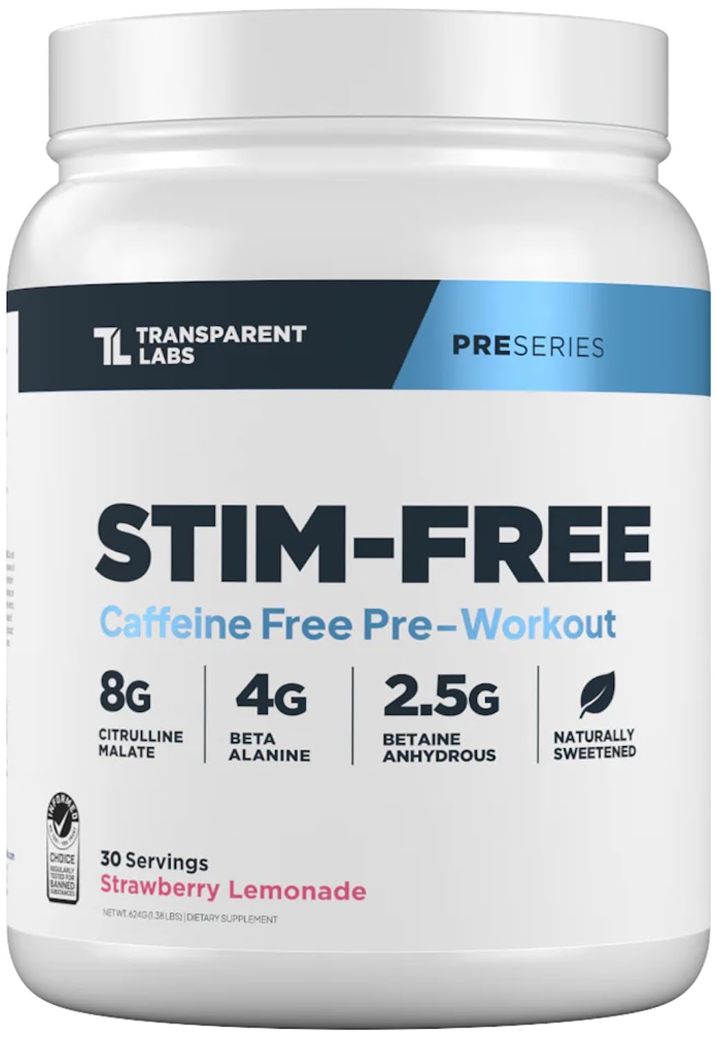 Transparent Labs Stim-Free Pre-Workout - Caffeine & Stim Free Pre Workout Powder for Men and Women with Beta Alanine Powder, Citrulline Malate, & elevATP - 30 Servings, Strawberry Lemonade Transparent Labs buy australia supplements