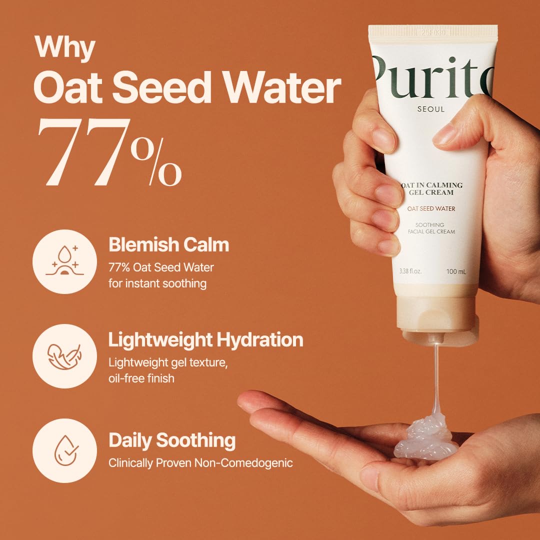 PURITO Oat Calming Gel Cream for Sensitive Skin, 3.38 fl.oz PURITO