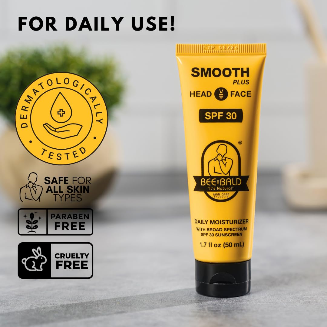 Bee Bald SMOOTH+ Head & Face Sunscreen SPF 30, Scalp Moisturizer, 1.7 fl oz Bee Bald