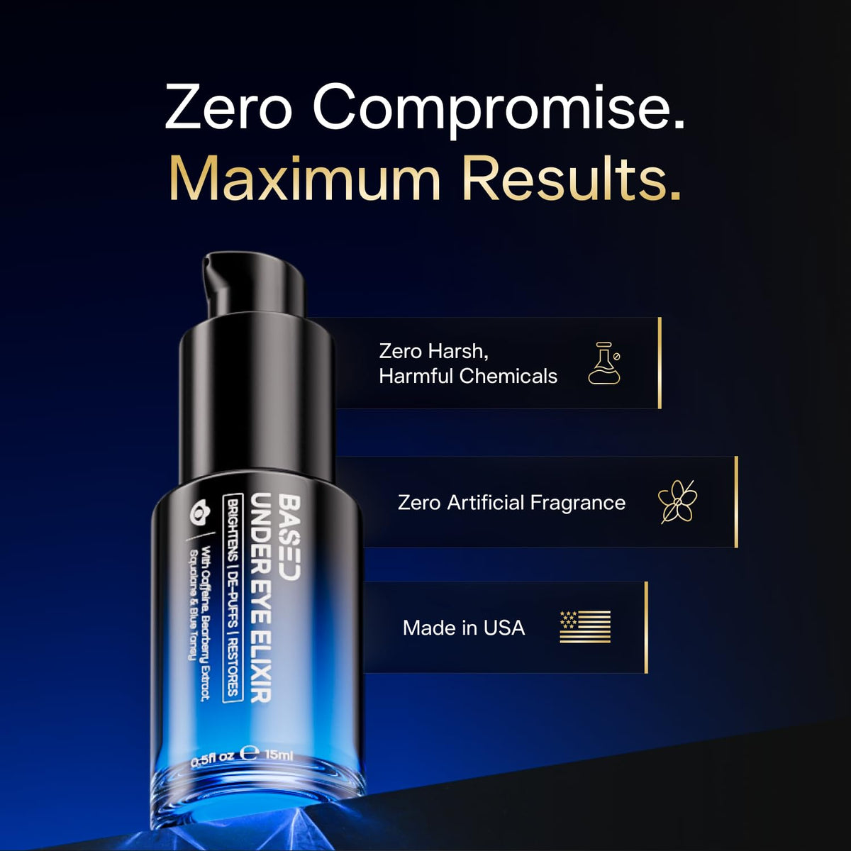 BASED Under Eye Elixir, Hydrating & Refreshing Formula, Simple. Effective. Based. 0.5 fl oz, Pack of 1 BASED BODYWORKS