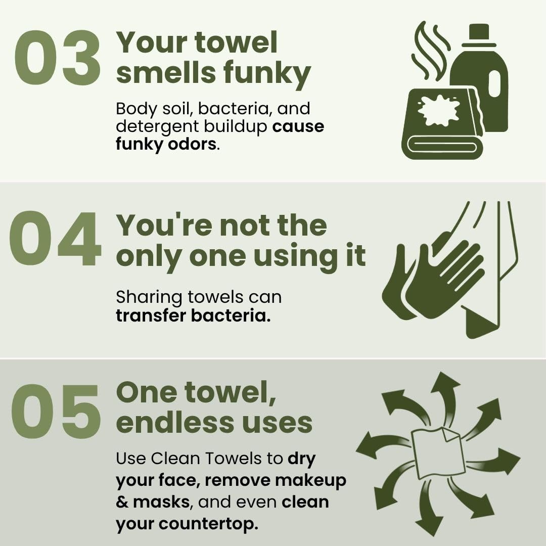 Clean Skin Club Bamboo Viscose Clean Towels® XL 100% USDA Biobased Face Towel, Disposable Face Towelette, Makeup Remover Dry Wipes, Ultra Soft, 50 Ct, 1 Pack CLEAN SKIN CLUB
