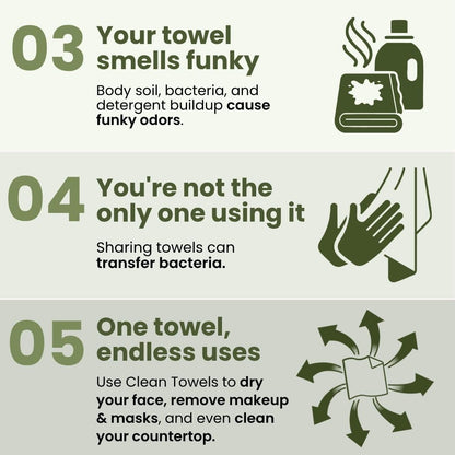 Clean Skin Club Bamboo Viscose Clean Towels® XL 100% USDA Biobased Face Towel, Disposable Face Towelette, Makeup Remover Dry Wipes, Ultra Soft, 50 Ct, 1 Pack CLEAN SKIN CLUB