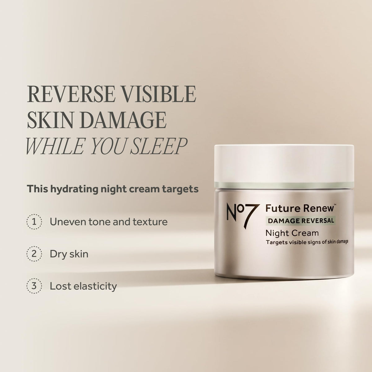 No7 Future Renew Damage Reversal Night Cream, 1.69 oz No7