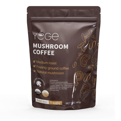 Mushroom Coffee, Instant Mushroom Coffee with Cordyceps, Reishi, King Trumpet, Shiitake, Turkey Tail, Lions Mane for Energy YEGE