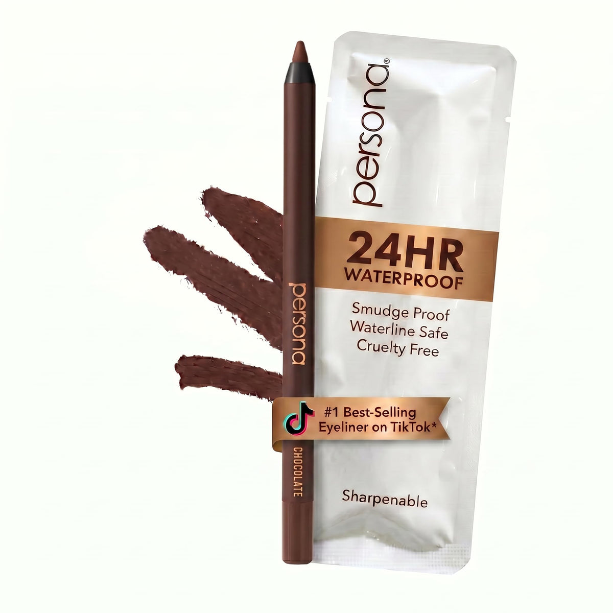 PERSONA 24HR Chocolate Waterproof Eyeliner Pencil, Creamy & Sharpenable PERSONA