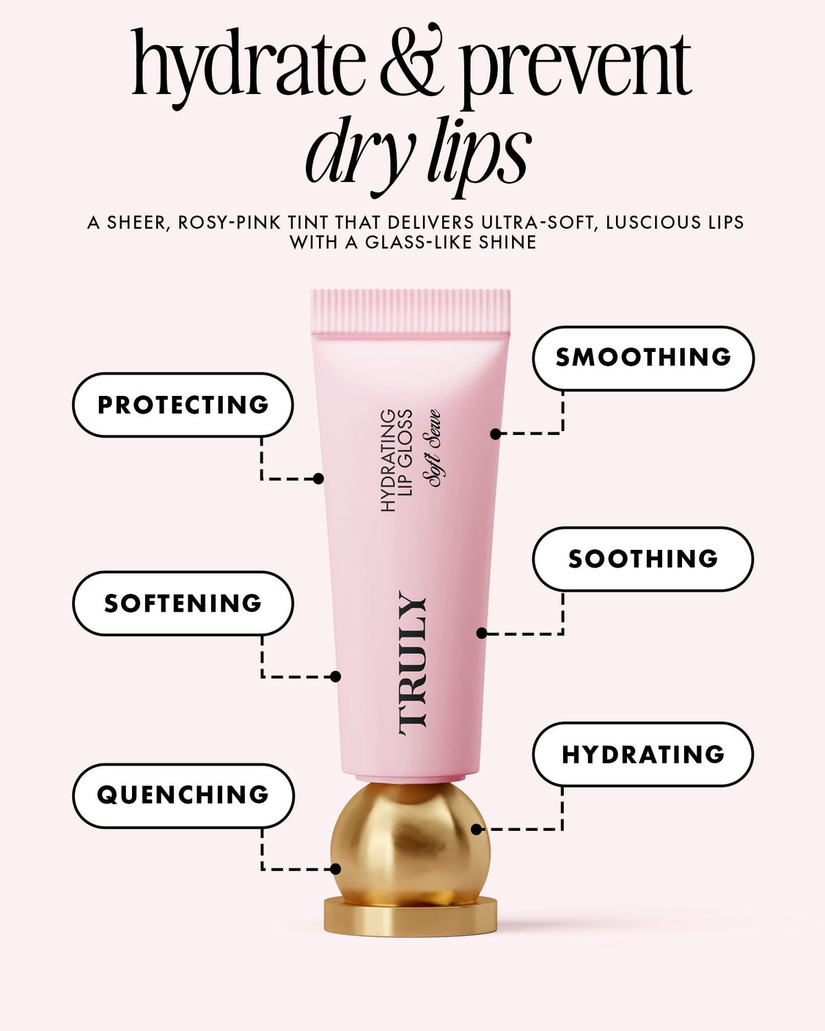 Truly Beauty Soft Serve Hydrating Lip Gloss | Sheer Rosy Pink Tint Truly