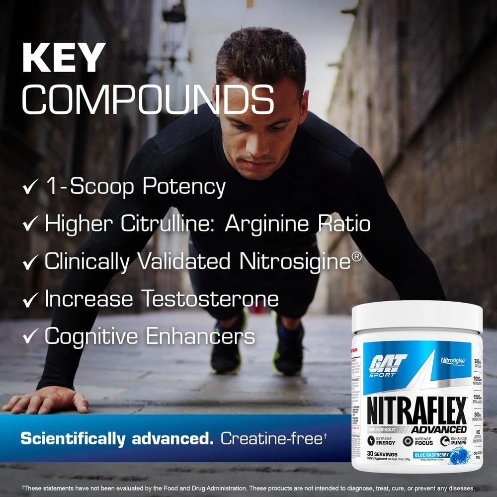 GAT SPORT Nitraflex Advanced Pre-Workout Powder, Increases Blood Flow, Boosts Strength and Energy, Improves Exercise Performance, Men & Women (Fruit Punch, 30 Servings) GAT SPORT buy australia supplements