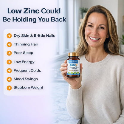 Zinc7: 7-in-1 Zinc Complex 50mg - Maximum Absorption for Immune Defense, Deep Sleep & All-Day Energy | Hormone Balance, Mental Focus True Cellular Formulas