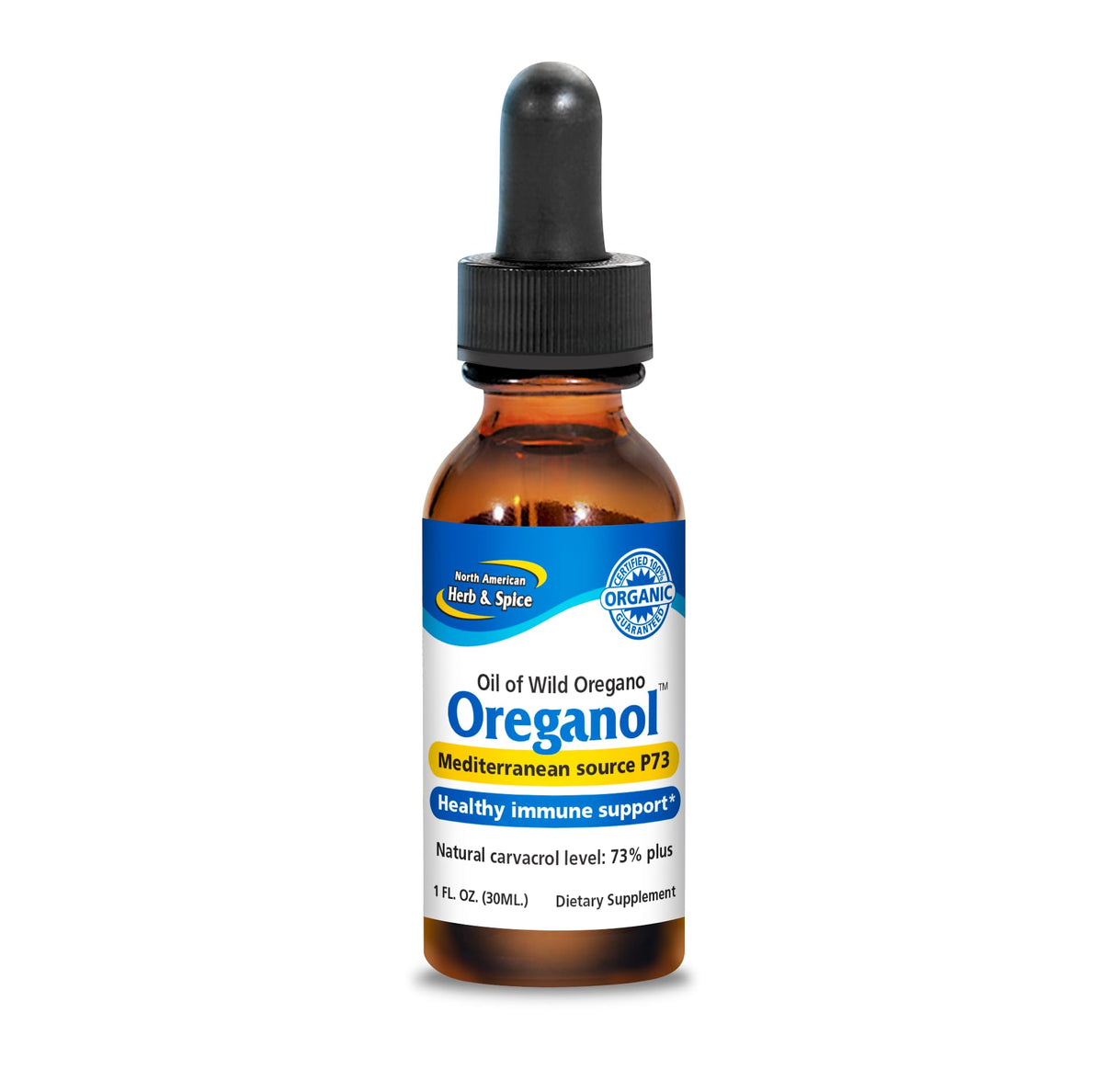 NORTH AMERICAN HERB & SPICE Oreganol - 1 fl. oz. - Unprocessed, Wild, Organic Oregano Oil NORTH AMERICAN HERB & SPICE