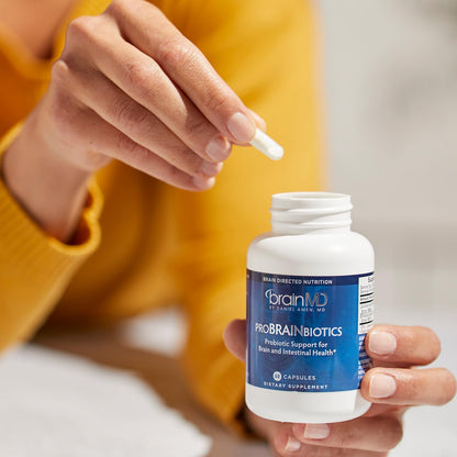 BRAINMD Dr Amen ProBRAINbiotics - 3 Billion CFU, 60 Capsules - Promotes Gut Health - Gluten Free - 60 Servings