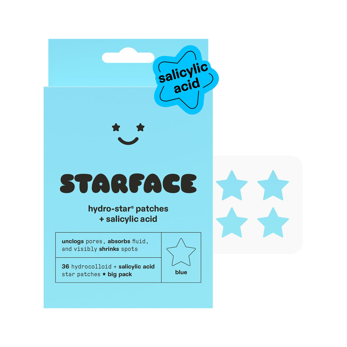 Starface Hydro-Star® Blue Hydrocolloid Star Patch, 36 ct Starface World