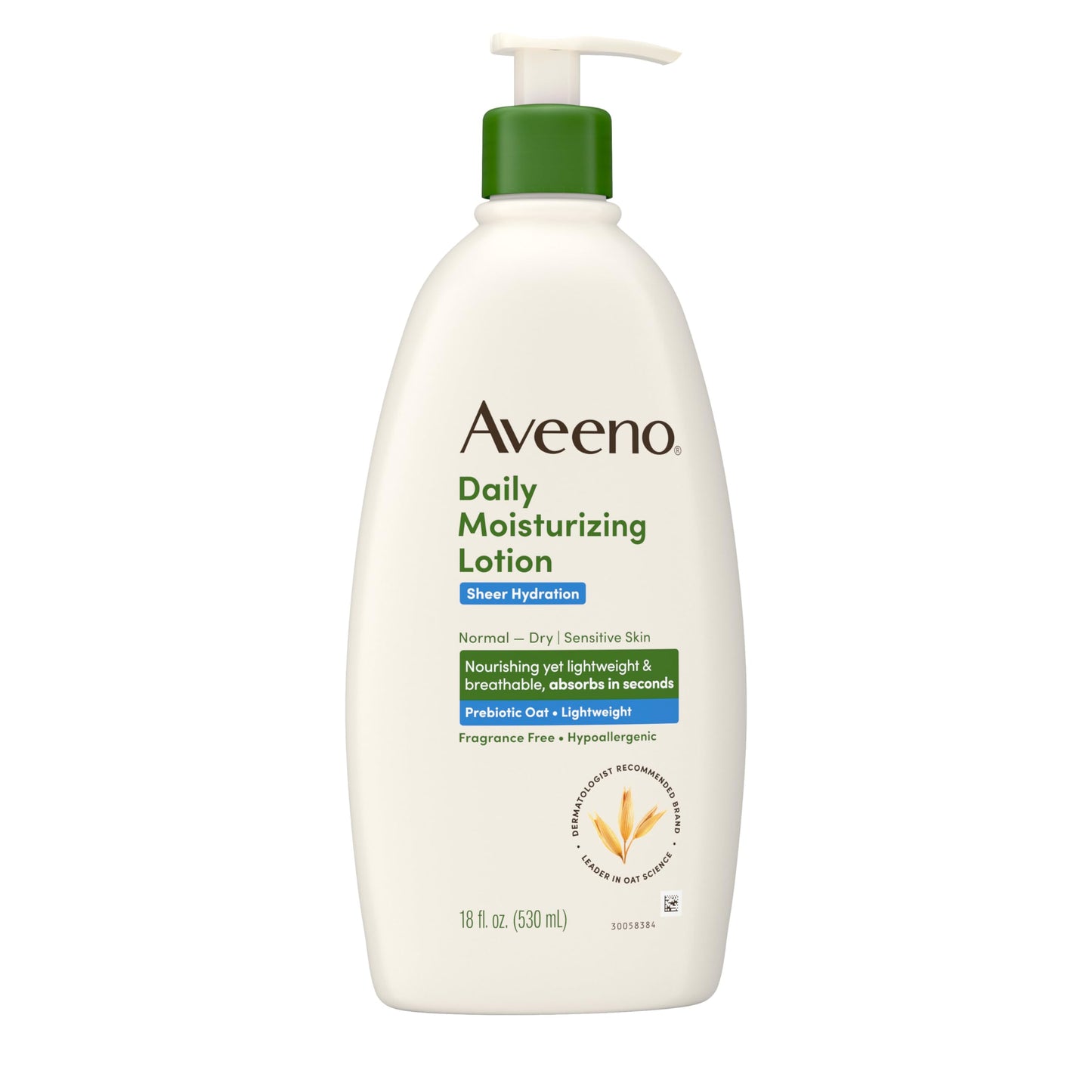 Aveeno Sheer Hydration Fragrance-Free Daily Moisturizing Lotion with Prebiotic Oat for Dry Skin, Lightweight Aveeno