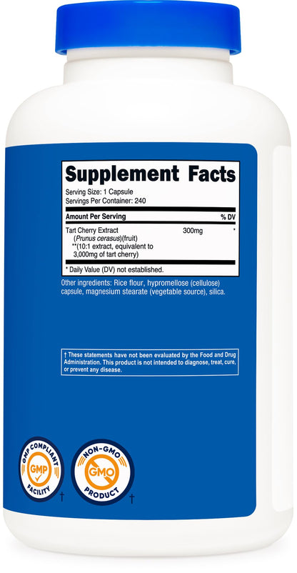 Nutricost Tart Cherry Extract 240 Vegetarian Capsules for 240 Servings per Bottle - Gluten Free, Non-GMO Nutricost