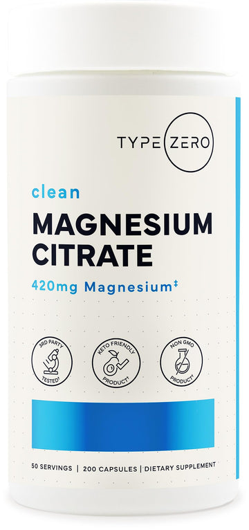 Type Zero Clean Magnesium Citrate Capsules (420mg Per Serving - 200 Capsules) Pure Magnesium Citrate Supplement, Non-GMO - Gluten Free, 50 Servings Type Zero buy australia supplements